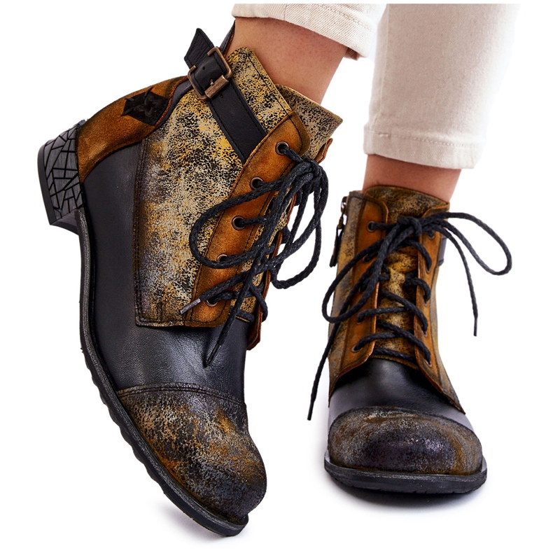 Ženske kožne čizme Cipele Maciejka 05077-07 žuto-crna crno