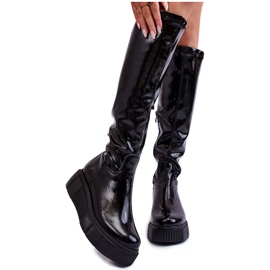 PL5 Lakirane čizme s platformom Black Spectrum crna