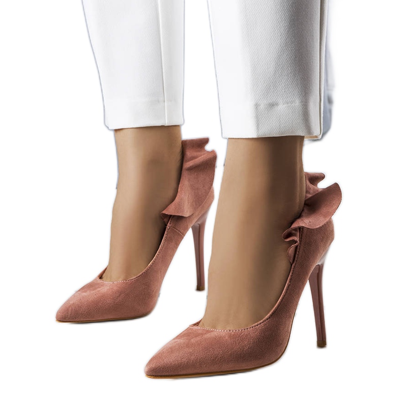 BM Jasmis ružičaste štikle s volanima ružičasta