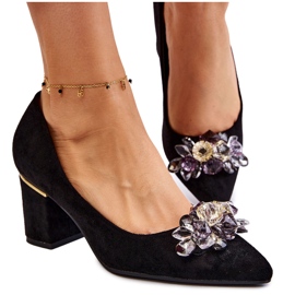 PS1 Elegantne cipele od brušene kože s crnim Elianne ukrasom crna