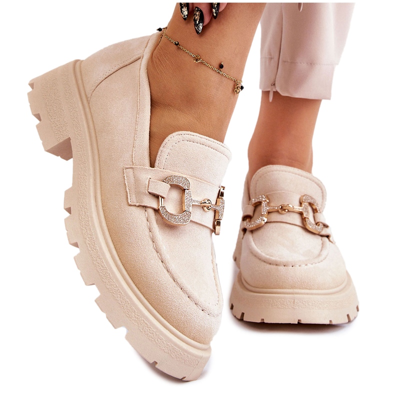 PS1 Ženske cipele s platformom od brušene kože s Deira bež bojom