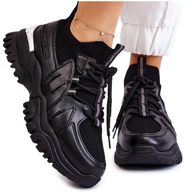 BM Ženske sportske cipele na čarape crne Berna crno