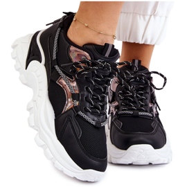 PA1 Ženske sportske cipele s vezom na platformu crne Minea crno