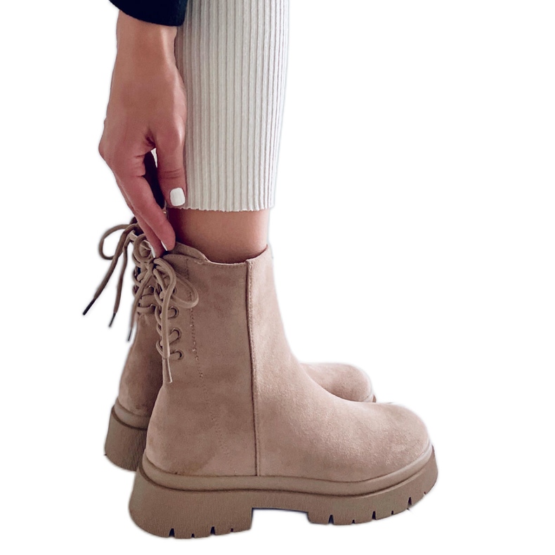 Bobbie L.KHAKI čizme od brušene kože bež