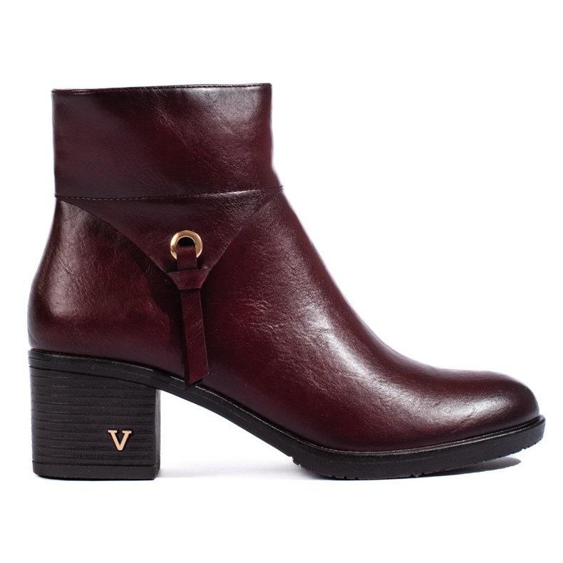 W. Potocki Ženske čizme Potocki na široki bordo stup crvena