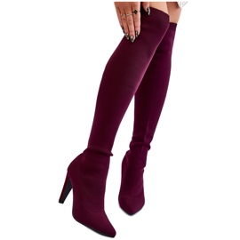 BM Čizme na visoku petu s čarapom Bordo Renoli crvena višebojan