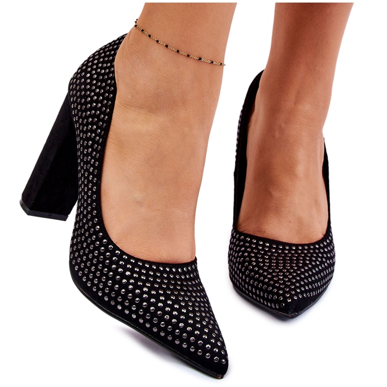 Cipele od brušene kože s ukrasnim nitnama crne boje crno