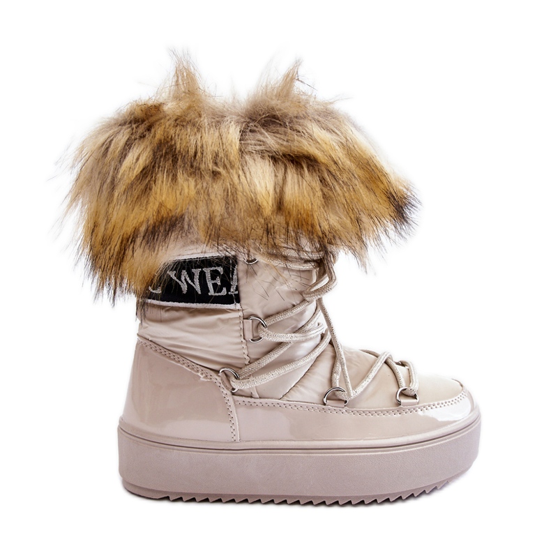 Dječje izolirane čizme za snijeg na vezanje, bež boje Colioris smeđa