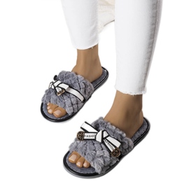 BM Sive papuče s mašnicom iz Petera siva