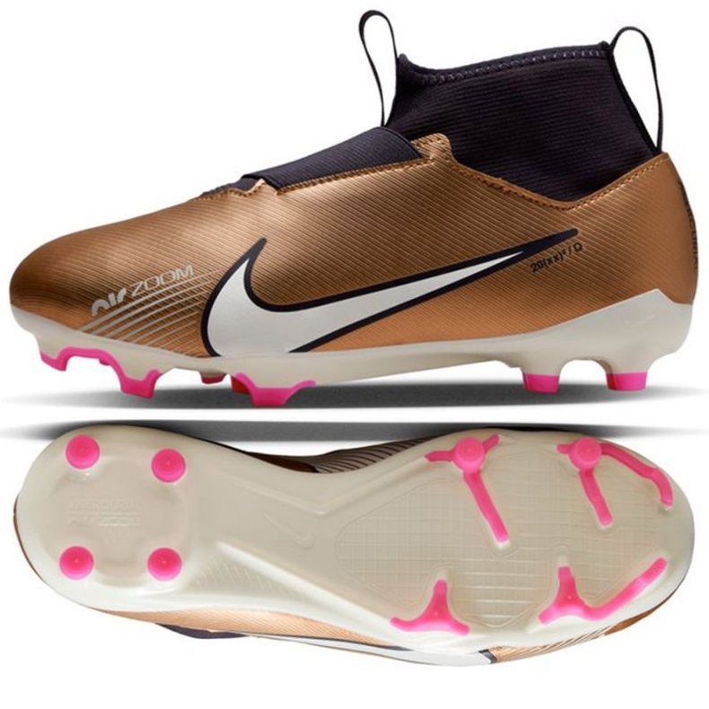Nogometne tenisice Nike Zoom Mercurial Superfly 9 Academy Qatar FG/MG Jr DR6044 810 smeđa bež i smeđe boje