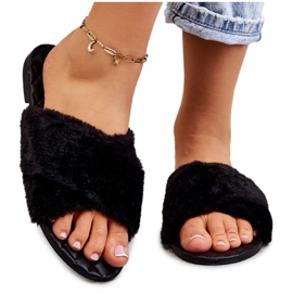 Ženske ravne potpetice s krznom crne Lussie crno