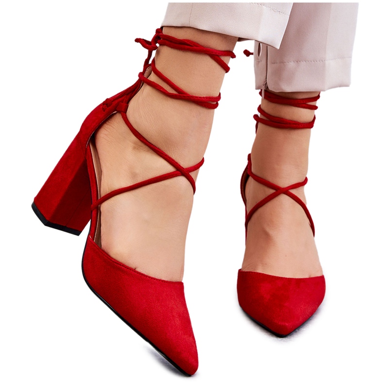 PA1 Klasične cipele od brušene kože na vezanje, crvena Lucira