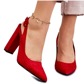 PA1 Crvene Alanza cipele na visoku petu sa šiljatim prstima crvena