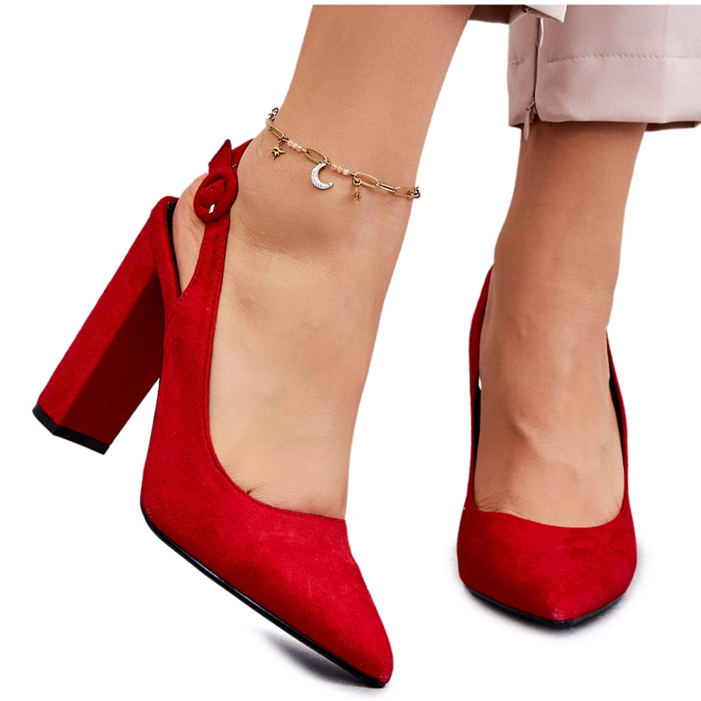 PA1 Crvene Alanza cipele na visoku petu sa šiljatim prstima crvena