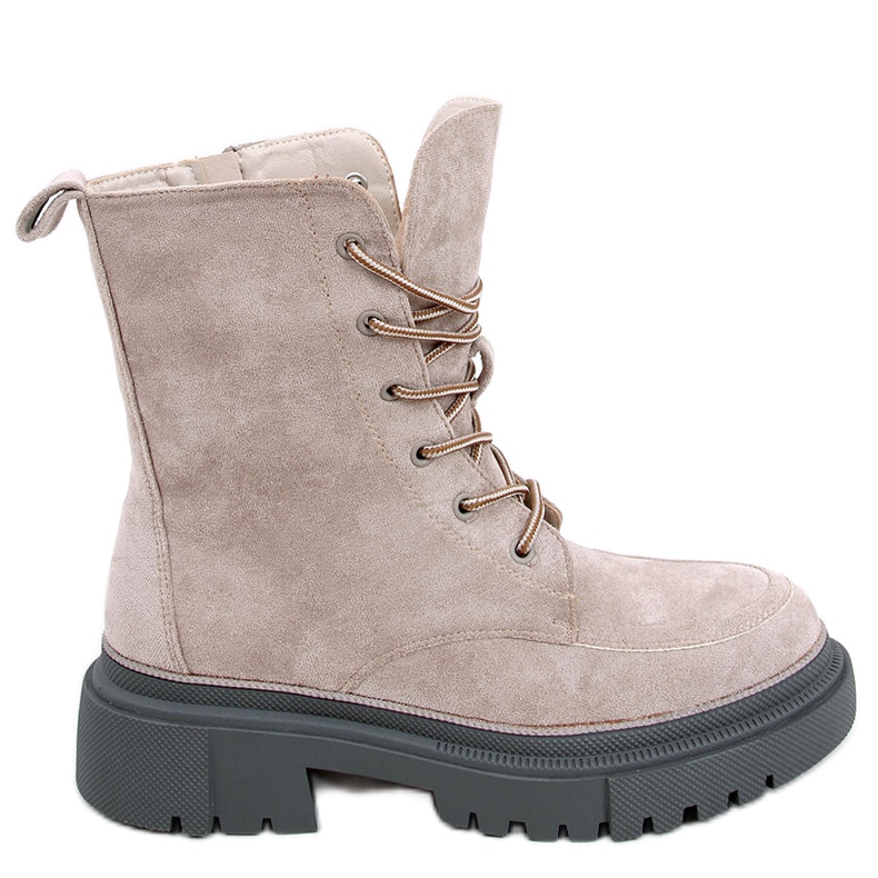 Roisin kaki čizme od brušene kože na vezanje bež