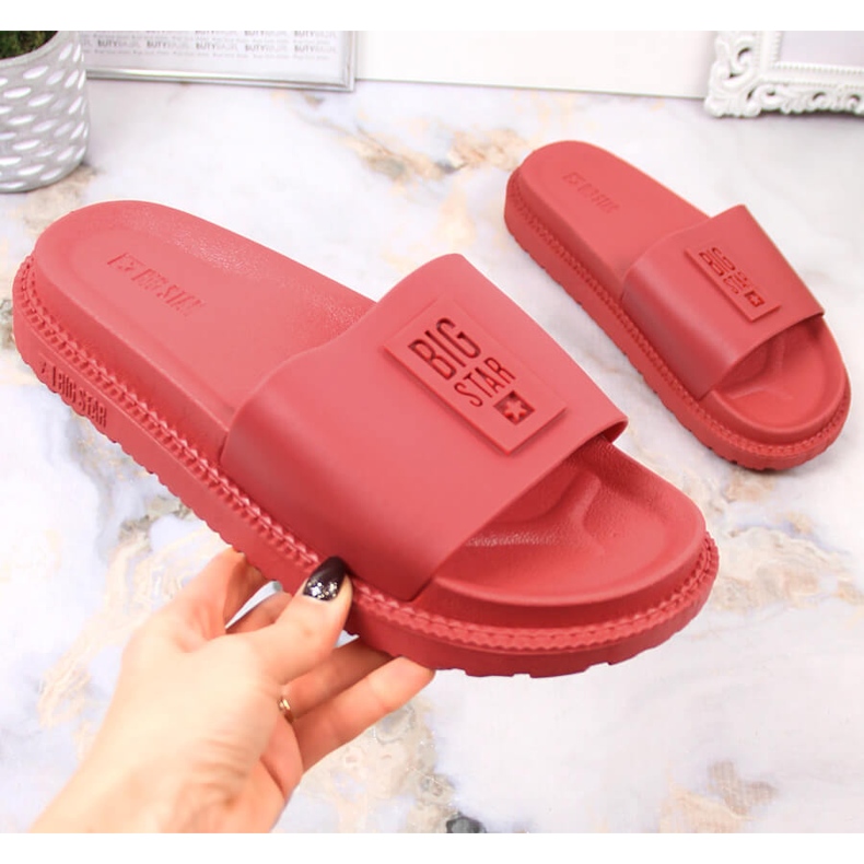 Ženske platform papuče crvene Big Star LL274430 crvena