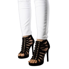 Crne Pompis sandale na visoku petu crna