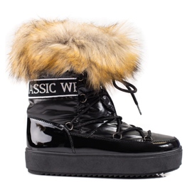 Shelovet ženske crne čizme za snijeg s krznom crna