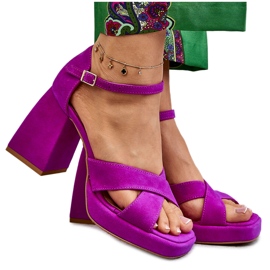 Lewski Shoes Ženske antilop sandale na visoku petu Leski cipele 3221 Fuchsia ružičasta