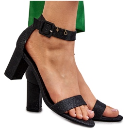 Sandale sa sjajnom petom crne Maxim crna