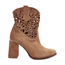 Lewski Shoes Gležnjače s ažurom od brušene kože Leewski Shoes 3264 Tamno bež smeđa