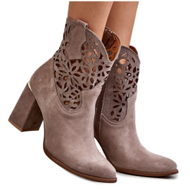 Lewski Shoes Gležnjače s ažurom od brušene kože Cipele Leewski 3264 Svijetlosmeđe smeđa