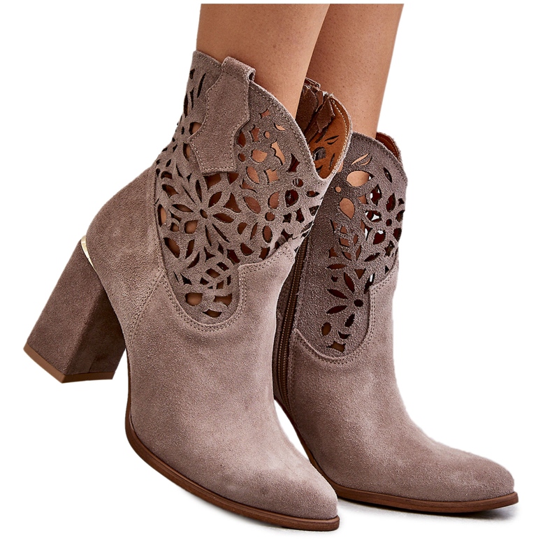 Lewski Shoes Gležnjače s ažurom od brušene kože Cipele Leewski 3264 Svijetlosmeđe smeđa