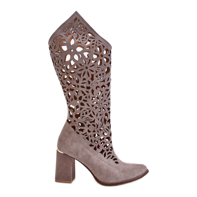 Lewski Shoes Ažurne čizme od brušene kože Leski cipele 3234 Cappuccino raznobojna