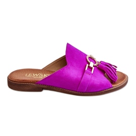 Lewski Shoes Ženske antilop papuče Leski Shoes 3226 Fuchsia ružičasta