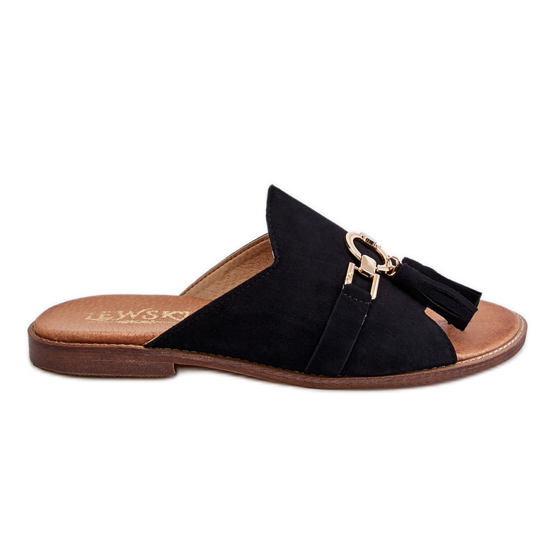 Lewski Shoes Ženske antilop papuče Leski Shoes 3226 crne crno