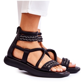 Kožne sandale na platformi Maciejka 05559-01 crne crna