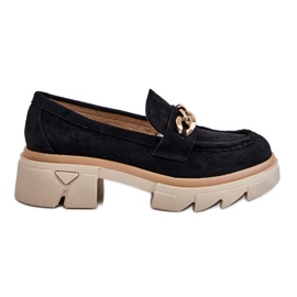 PM1 Ženske brogue mokasine s lancem crne Luella crna