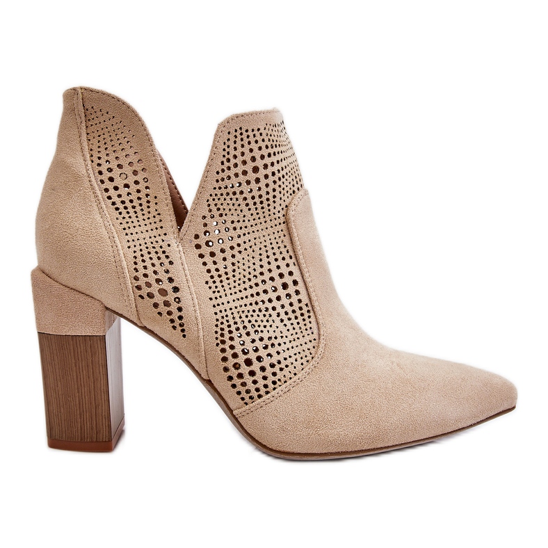 PM1 Čizme s visokom potpeticom od ažurne kože, svijetlo bež Leanna smeđa