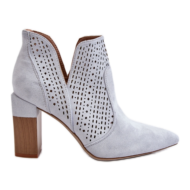 PM1 Modne čizme s visokom petom od brušene kože, sive Genevi srebro siva