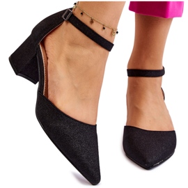 PG1 Moderne svjetlucave cipele na nisku petu crne Leilany crna