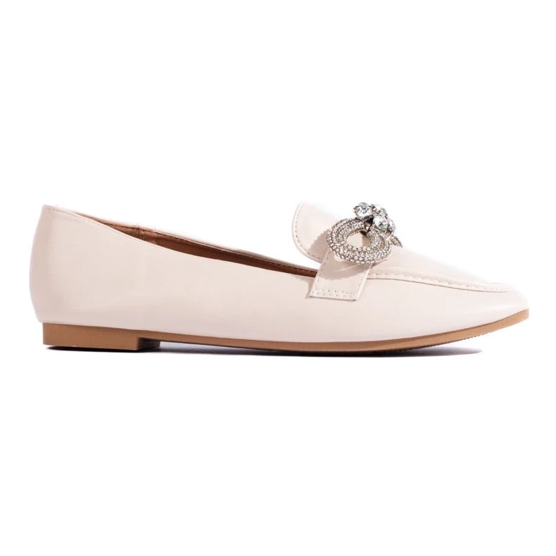 Elegantne ženske mokasine sa ukrasima bež