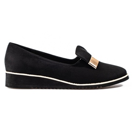 Lagane ženske cipele Shelovet sa zlatnim ukrasima od brušene kože crna