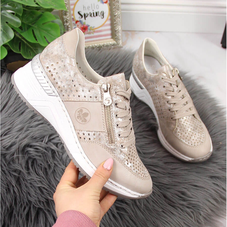 Rieker N4327-80 bež ženske cipele na wedges