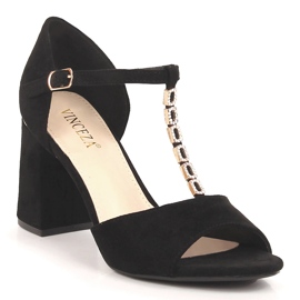 Ženske crne antilop sandale na špaglu sa cirkonima Vinceza 20195 crna