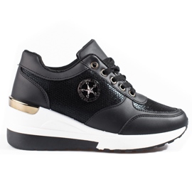 Crne Shelovet ženske tenisice na wedge crna