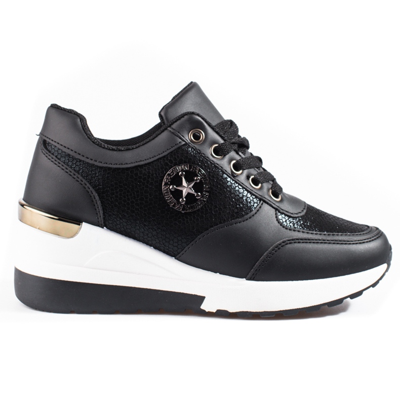 Crne Shelovet ženske tenisice na wedge crno