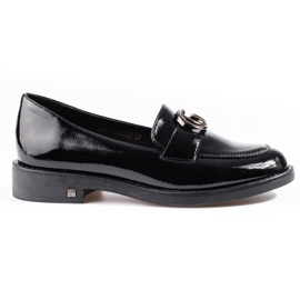 W. Potocki Lakirane ženske hlače Potocki s ravnom petom crna