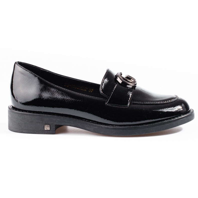 W. Potocki Lakirane ženske hlače Potocki s ravnom petom crno