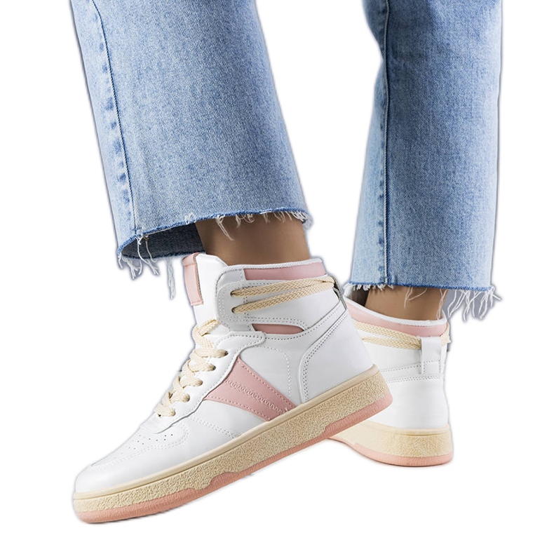 Ružičaste visoke tenisice iz Robina bijela