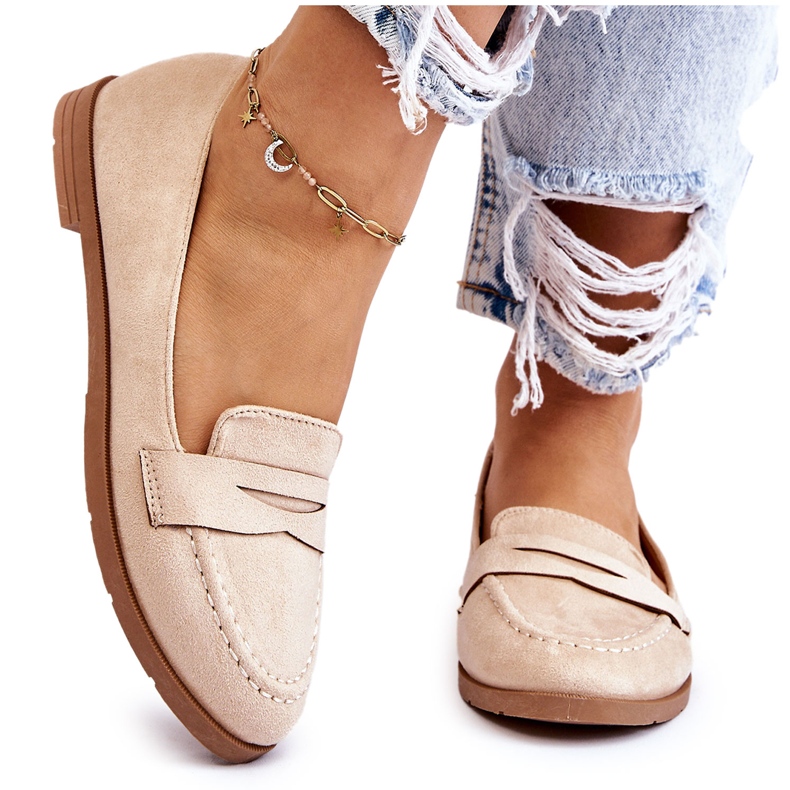 PS1 Udobne ženske mokasine od brušene kože bež Lucca