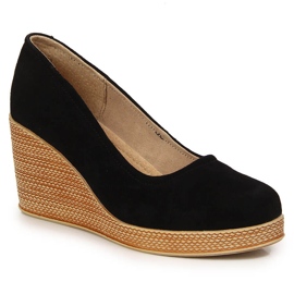 Kožne cipele na wedge crne Suede Filippo DP3521 crna