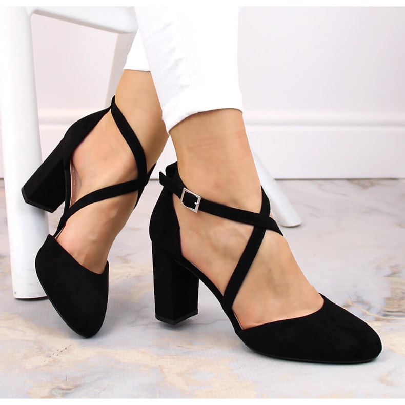 Ženske crne sandale na post Sergio Leone SK863 crno