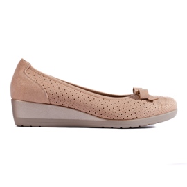 W. Potocki Ženske pumpe na niskom klinu Potocki ažur bež