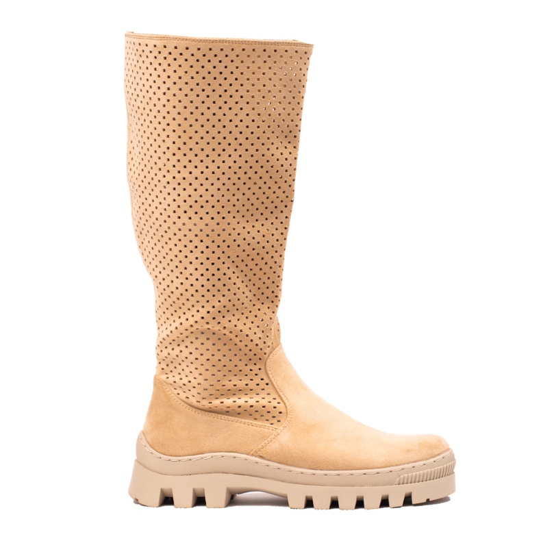 W. Potocki Ažur čizme od brušene kože Potocki bež