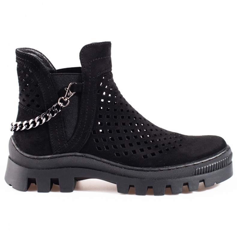 Ženske otvorene čizme Potocki crne crno